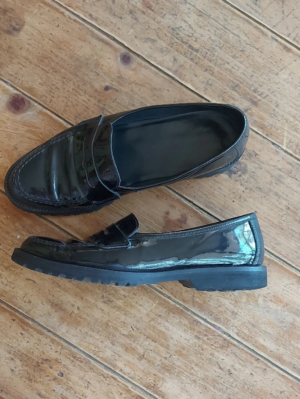 Vibram Black Patent Leather Slip-On Loafers